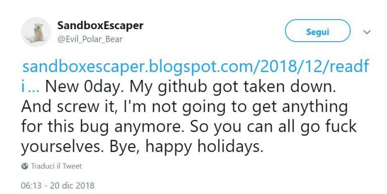 SandboxEscaper-windows-zero-day